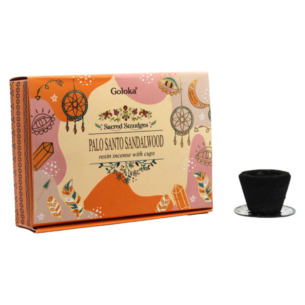 Goloka Resin Smudge Cups PALO SANTO & SANDALWOOD