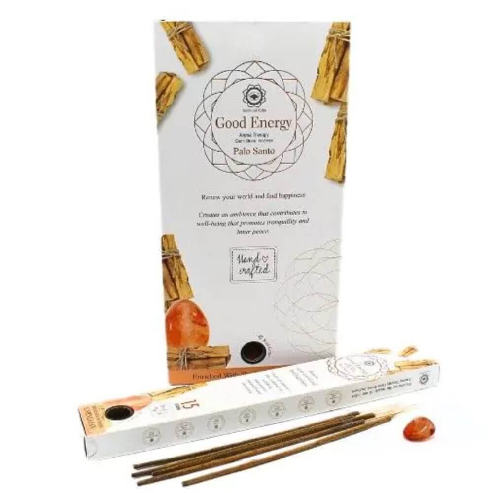 Green Tree Gemstone GOOD ENERGY Incense PALO SANTO & PRECIOUS CARNELIAN