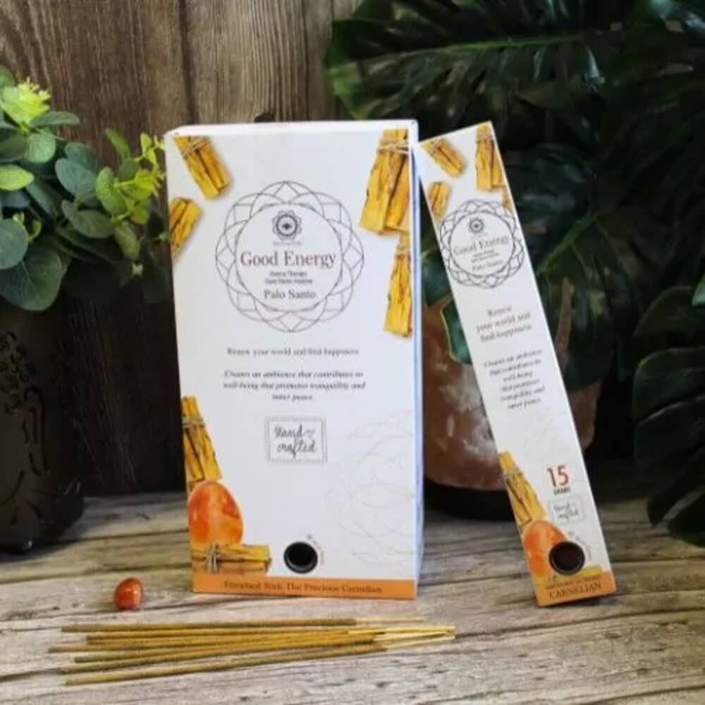 Green Tree Gemstone GOOD ENERGY Incense PALO SANTO & PRECIOUS CARNELIAN