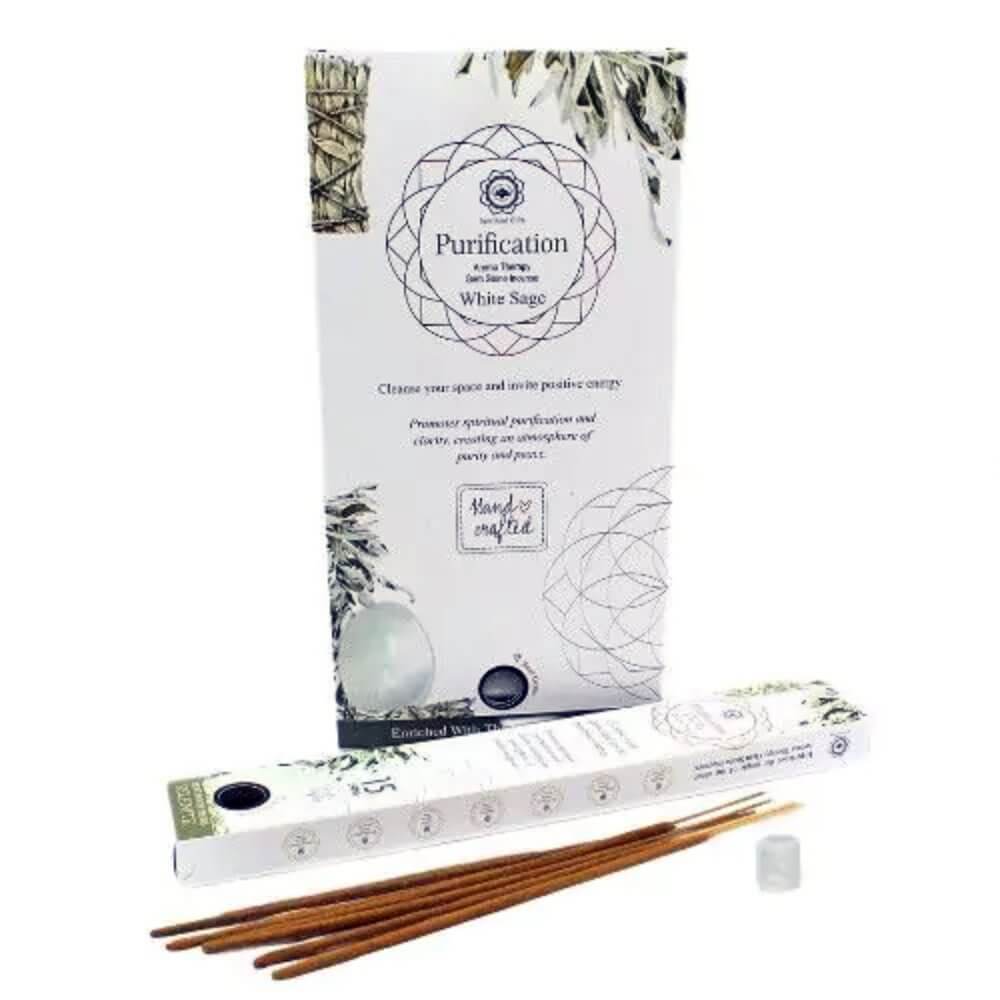 Green Tree Gemstone PURIFICATION Incense WHITE SAGE & SELENITE