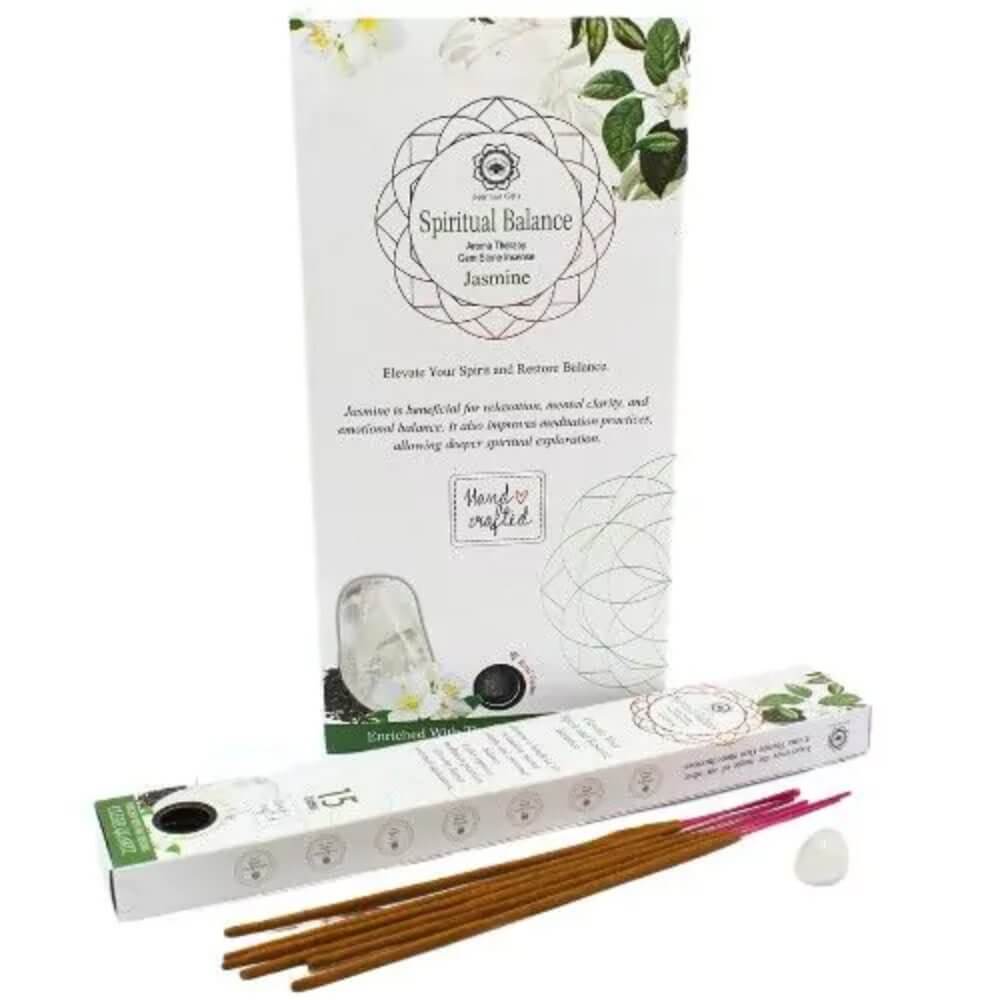 Green Tree Gemstone SPIRITUAL BALANCE Incense JASMINE & CLEAR QUARTZ