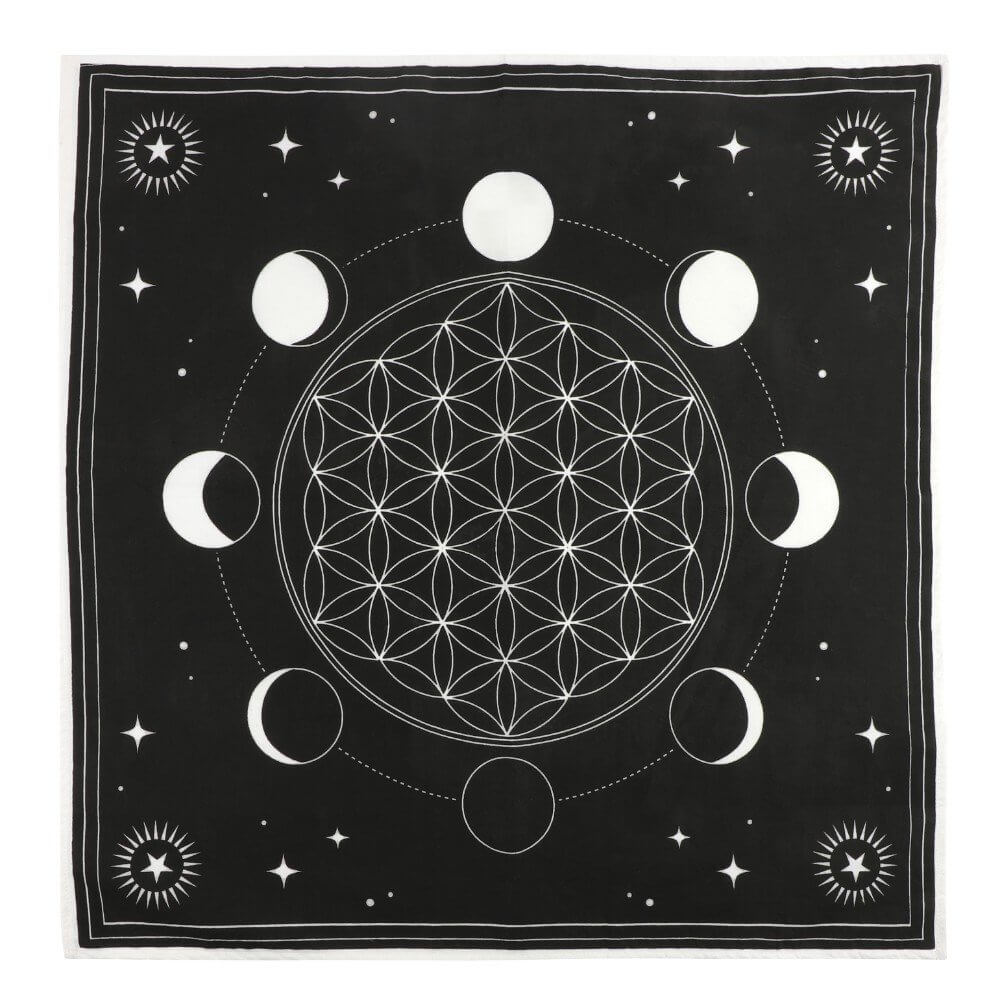 ALTAR TABLE CLOTH Moon Phase Crystal Grid