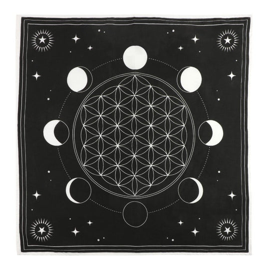 ALTAR TABLE CLOTH Moon Phase Crystal Grid