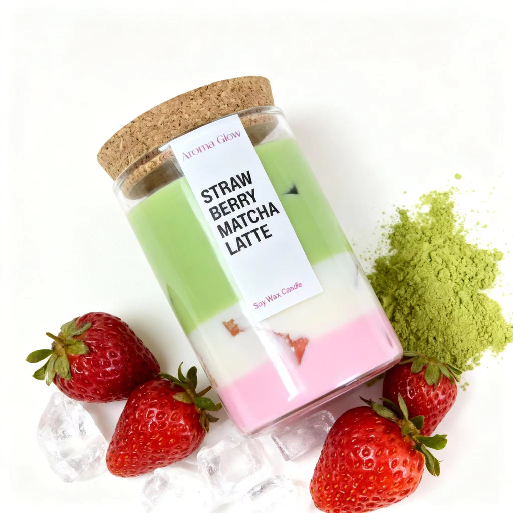 Soy Wax Handmade Candle STRAWBERRY MATCHA LATTE