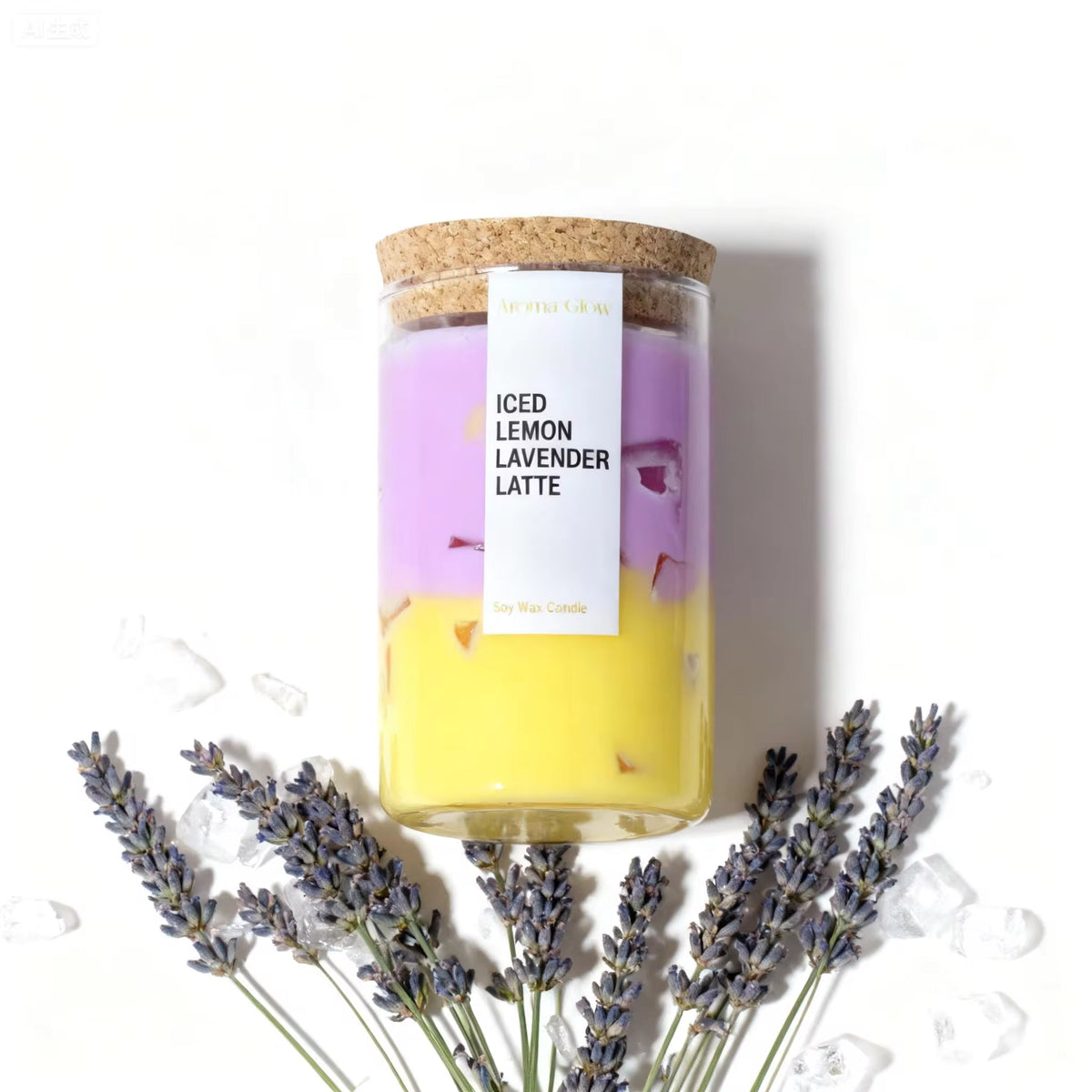 Soy Wax Handmade Candle ICED LEMON LAVENDER LATTE