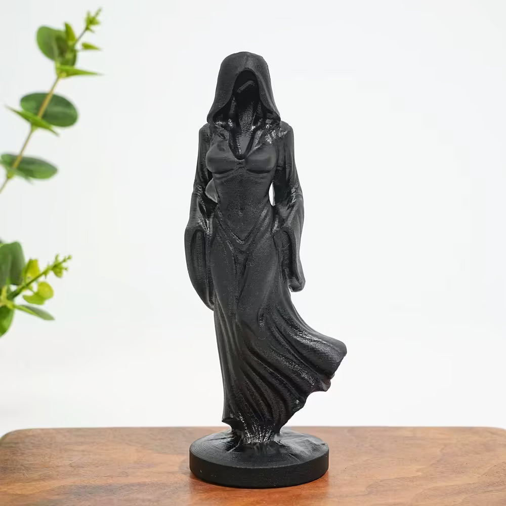 Hooded Lady Hand Carved Stone Statue Figure