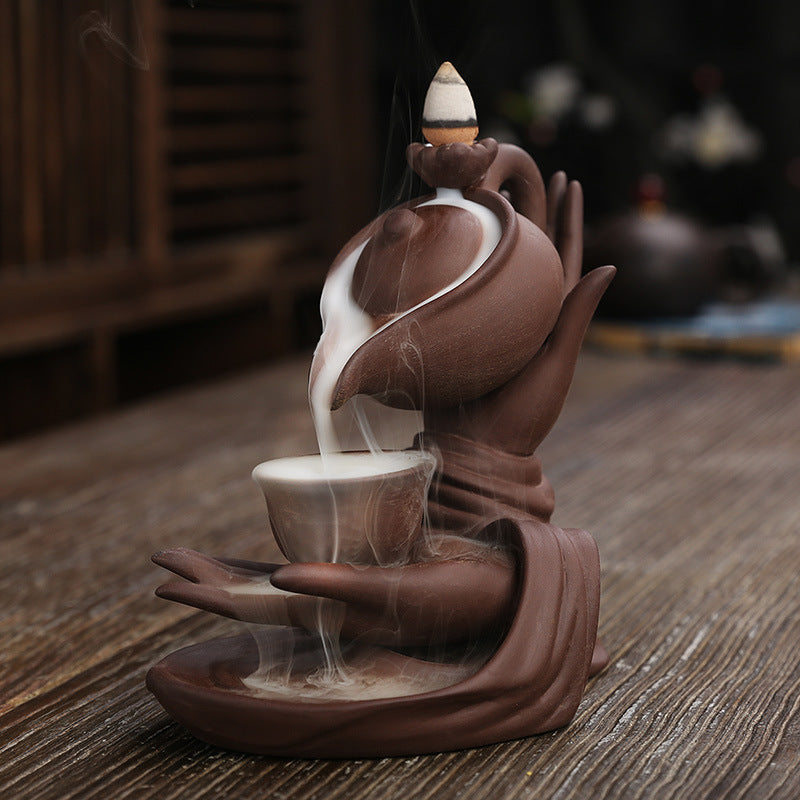 Teapot Ceramic Backflow Incense Cone Holder