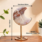 Moon Stone Crystal Carving on Stand AGATE AMETHYST