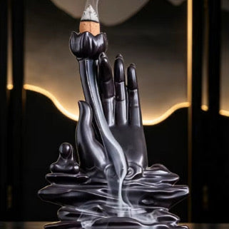 Lotus Hand Ceramic Backflow Incense Cone Holder