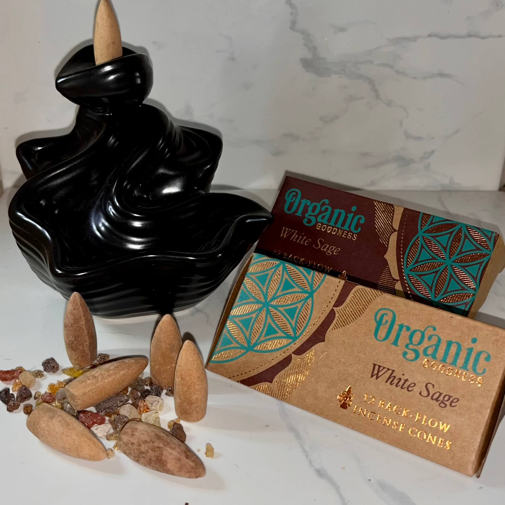 Organic Goodness Backflow Cones WHITE SAGE