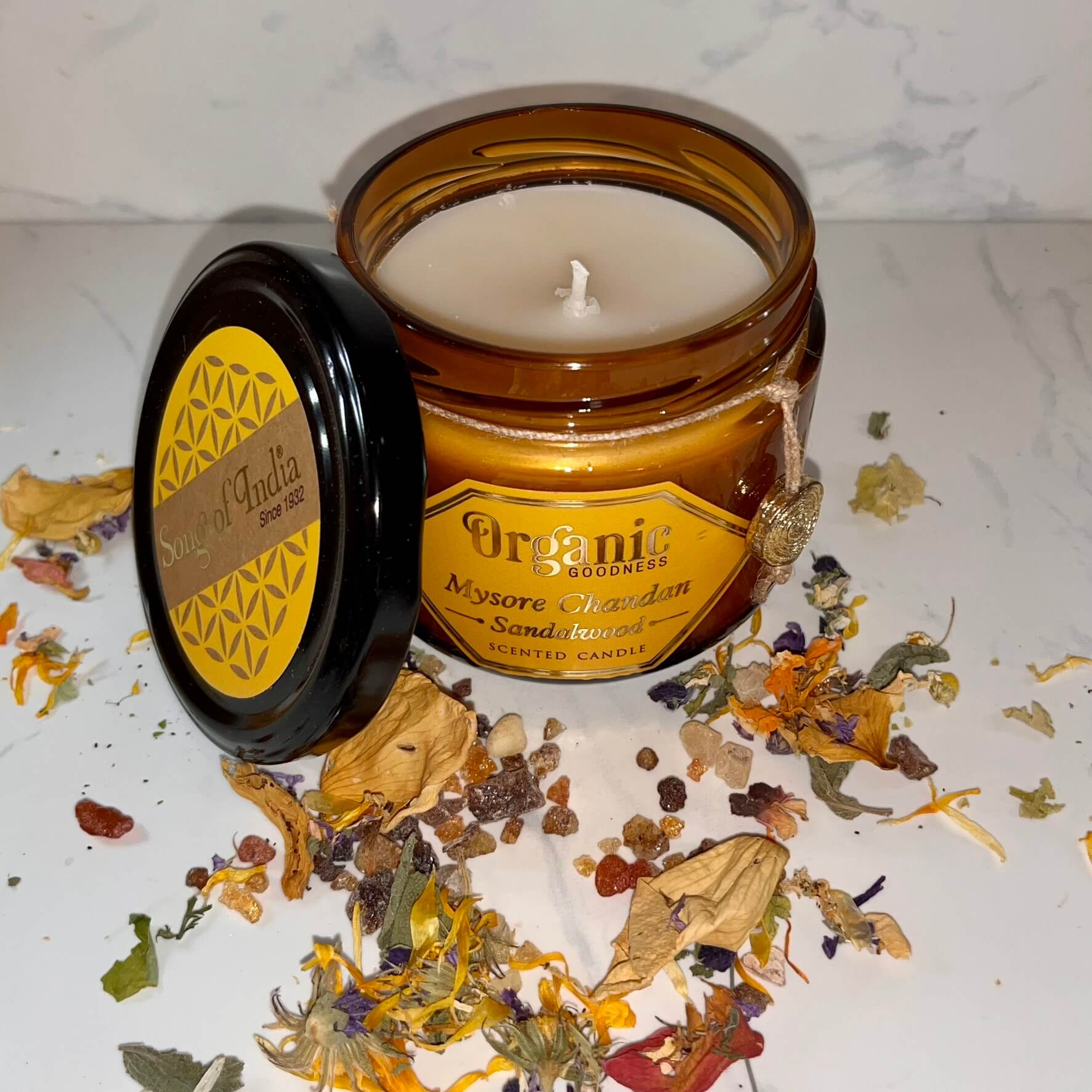 Organic Goodness Soy Candle SANDALWOOD in Amber Glass Jar
