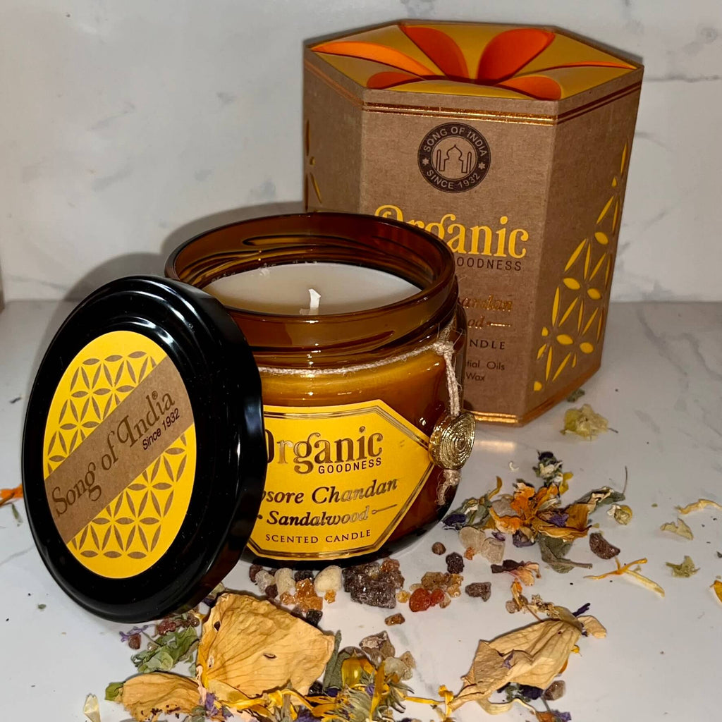 Organic Goodness Soy Candle SANDALWOOD in Amber Glass Jar