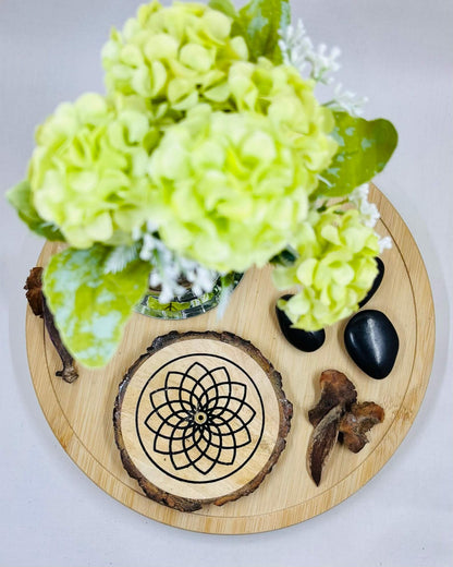 Wooden Flower of Life Incense Holder