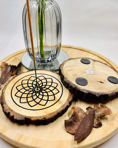 Wooden Flower of Life Incense Holder