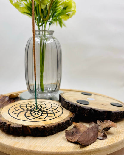 Wooden Flower of Life Incense Holder