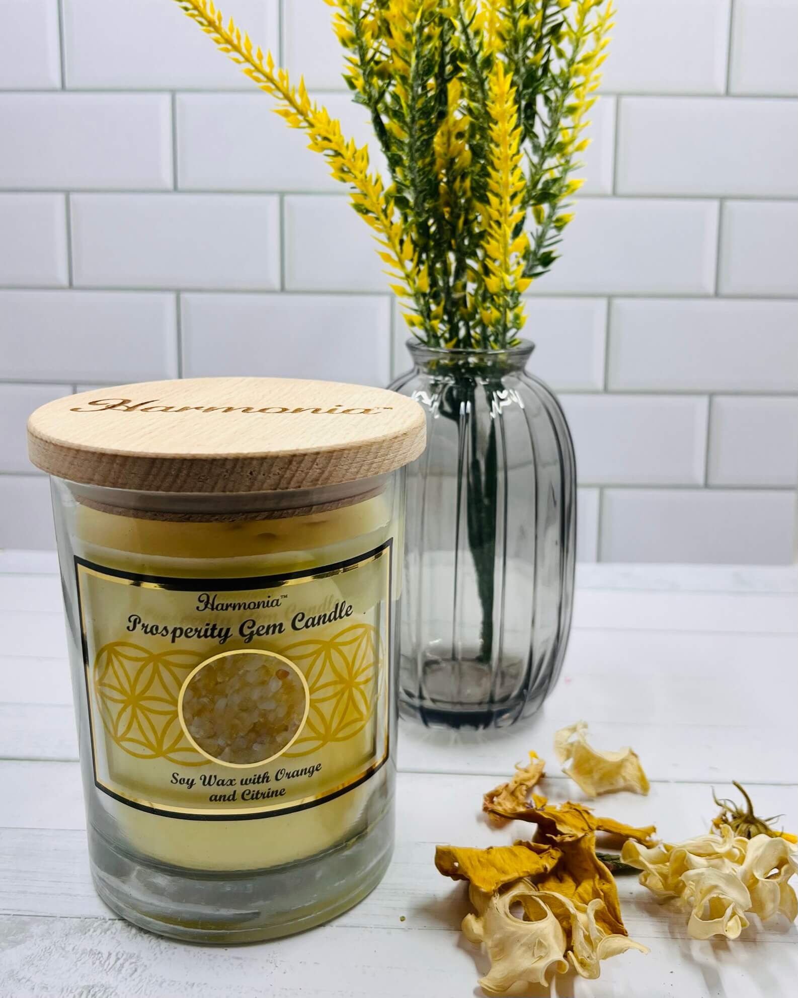 Harmonia ORANGE Soy Wax Gemstone Candle - Citrine Prosperity