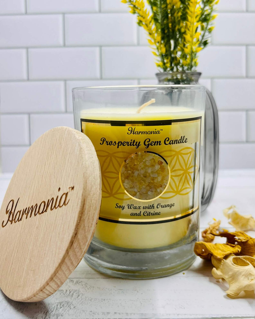 Harmonia ORANGE Soy Wax Gemstone Candle - Citrine Prosperity