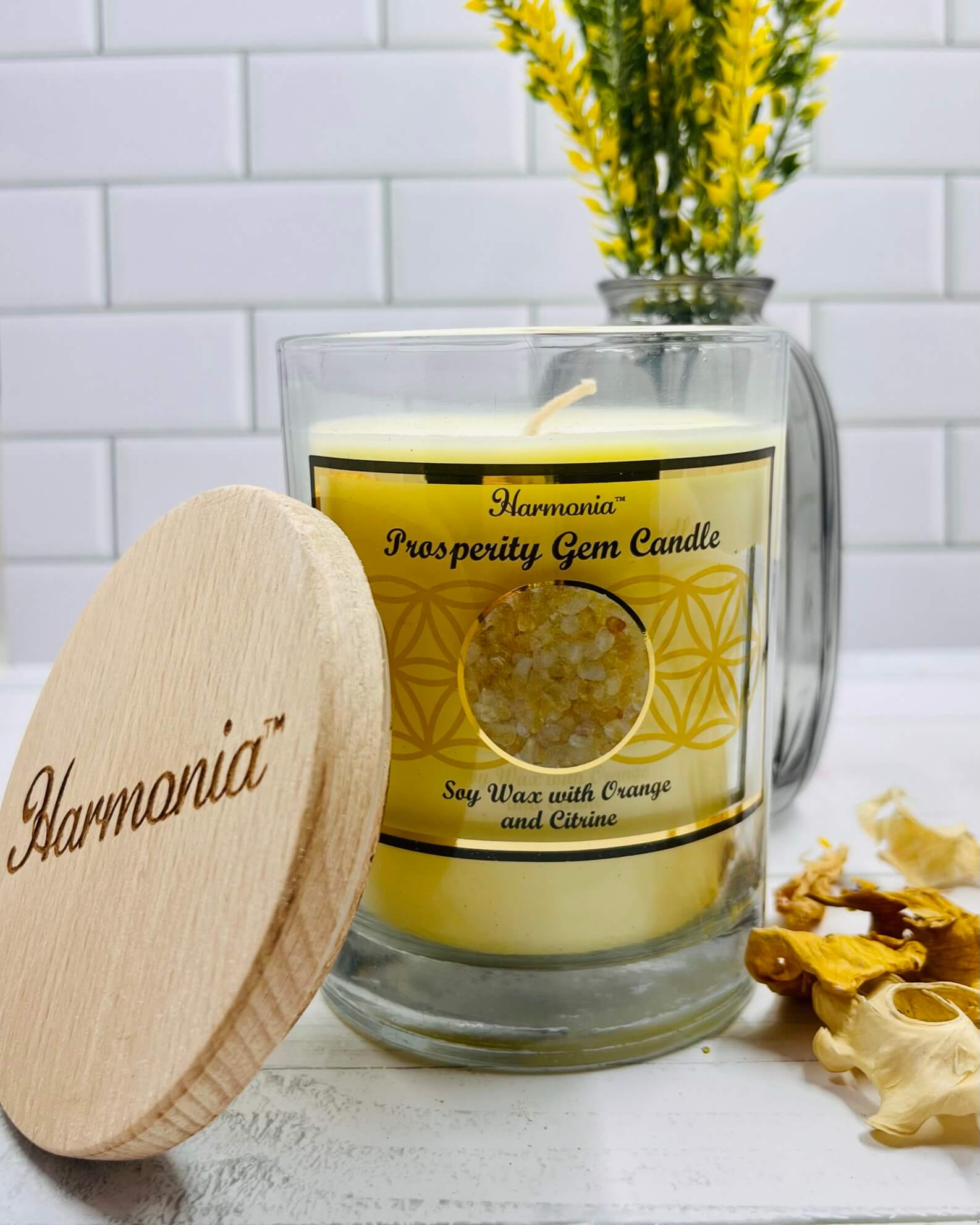 Harmonia ORANGE Soy Wax Gemstone Candle - Citrine Prosperity