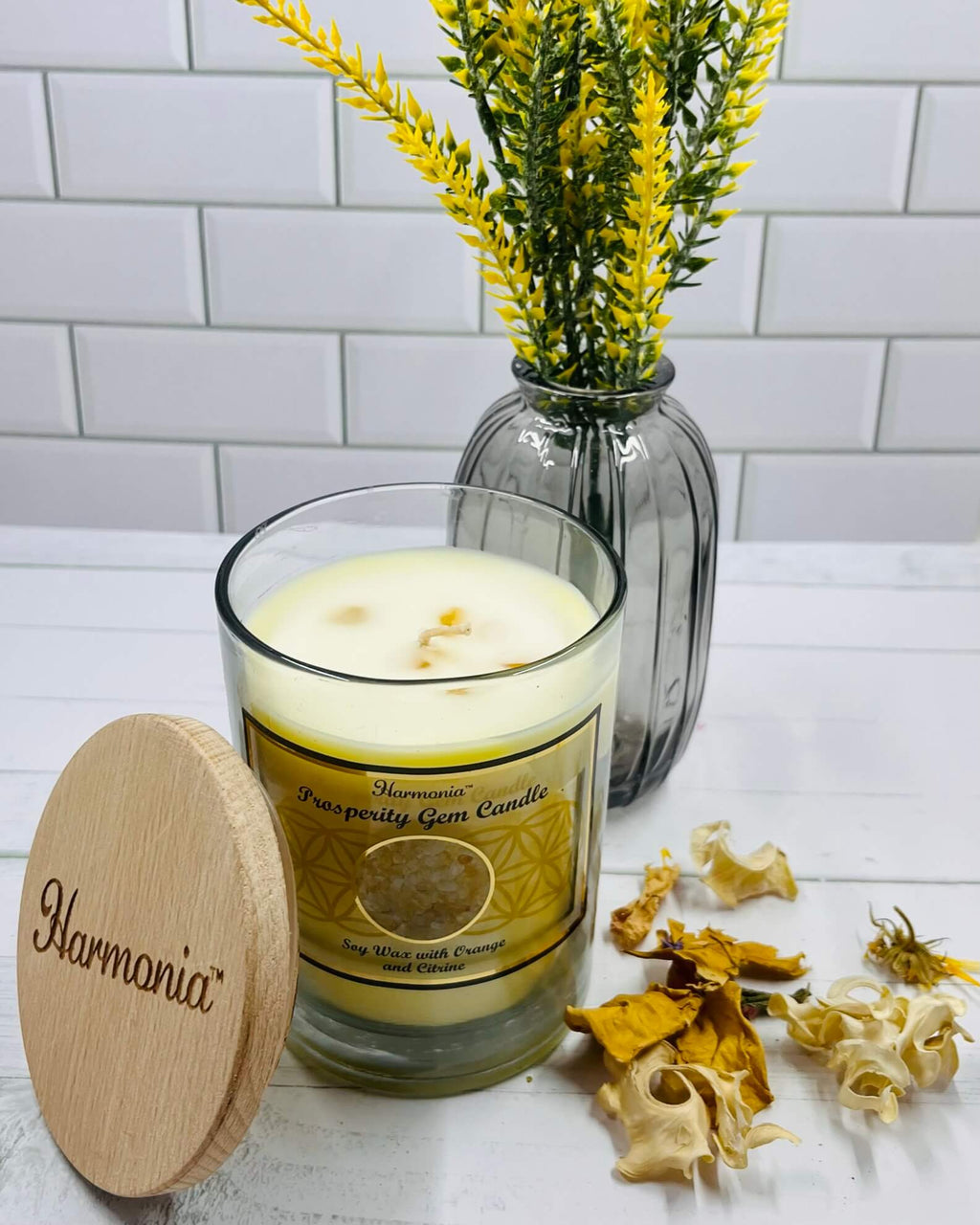 Harmonia ORANGE Soy Wax Gemstone Candle - Citrine Prosperity