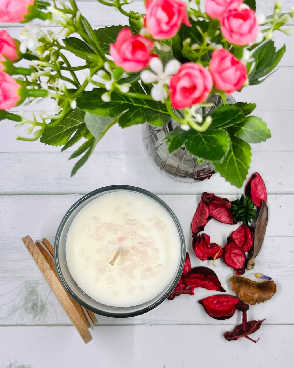 Harmonia ROSE Soy Wax Gemstone Candle - Rose Quartz Love