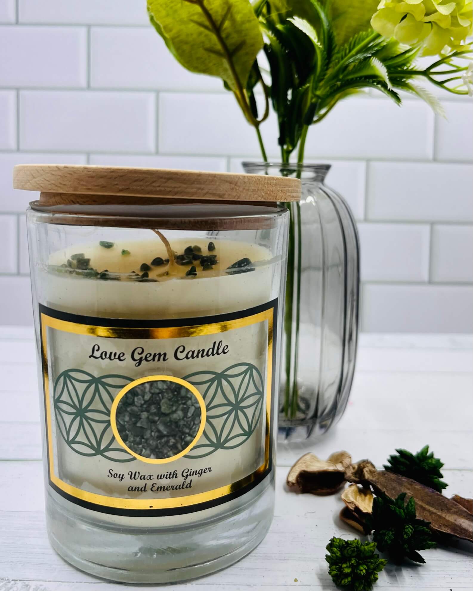 Harmonia GINGER Soy Wax Gemstone Candle - Emerald Love