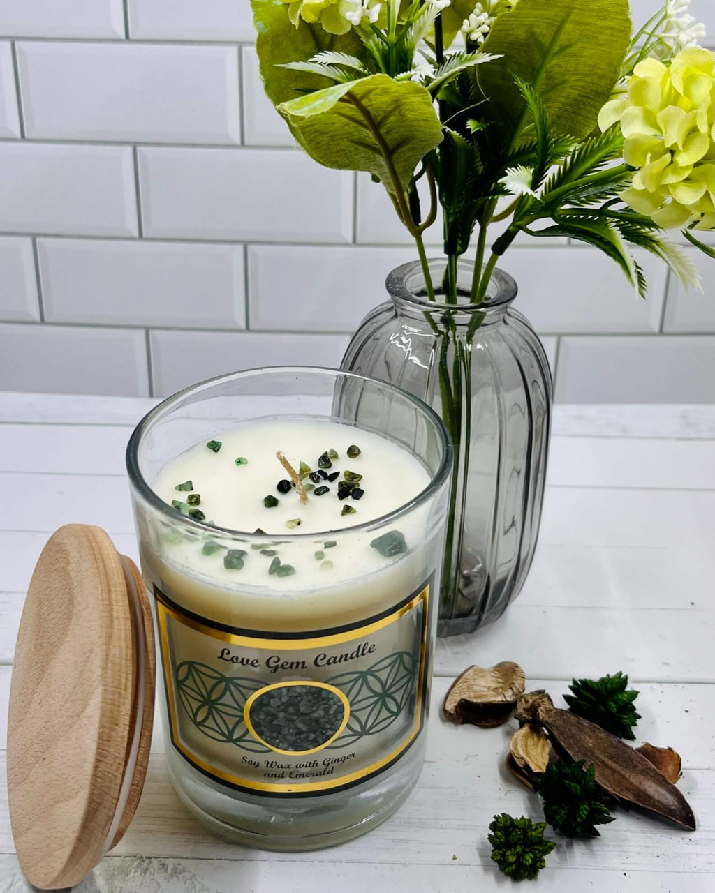 Harmonia GINGER Soy Wax Gemstone Candle - Emerald Love