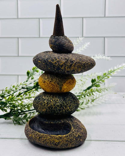 Backflow incense cone fountain rock stack