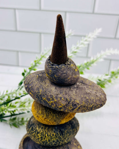 Backflow incense cone fountain rock stack