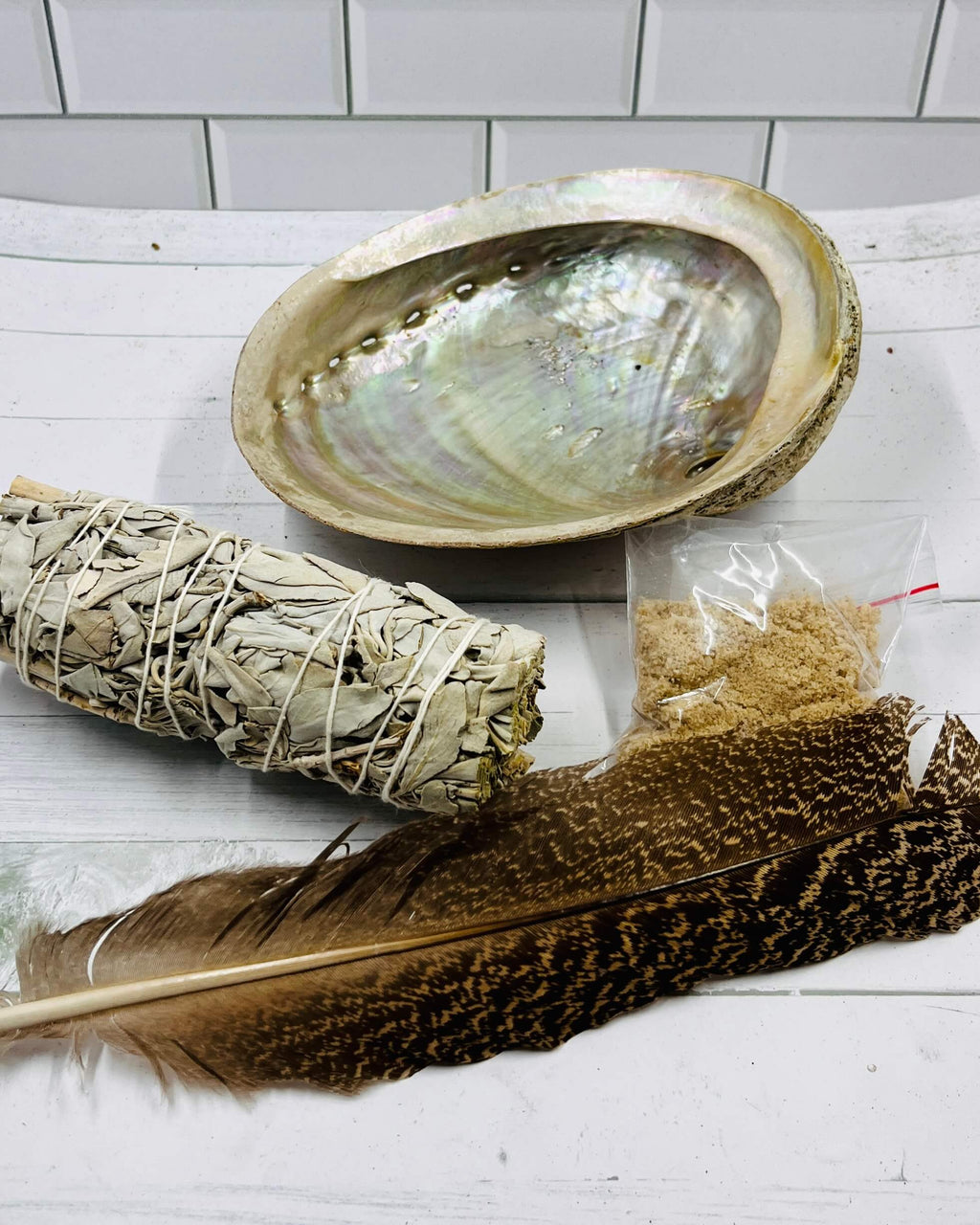Sacred White Sage & Abalone Shell Smudge Gift Set