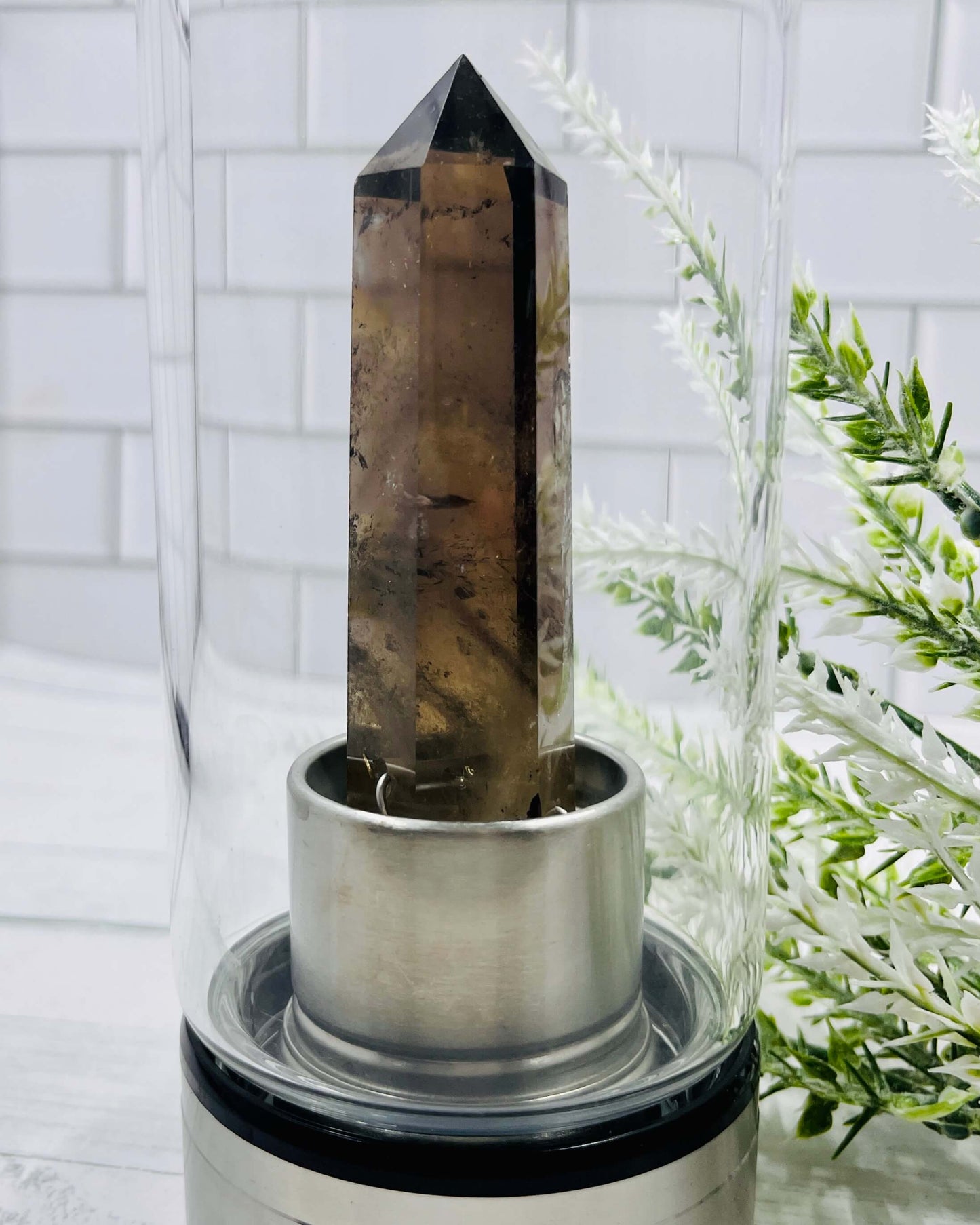 SAMSON AND CHARLIE Crystal Infused Water Bottle SMOKEY QUARTZ