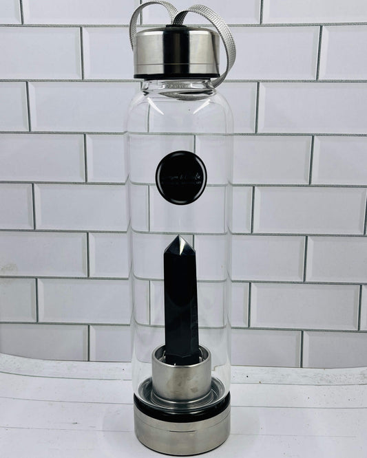 SAMSON AND CHARLIE Crystal Infused Water Bottle OBSIDIAN