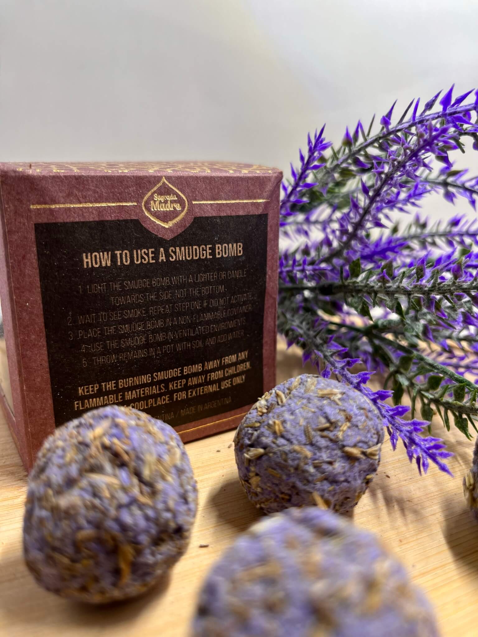 Sagrada Madre Premium Smudge Ball Bomb FRANKINCENSE & LAVENDER 8pc
