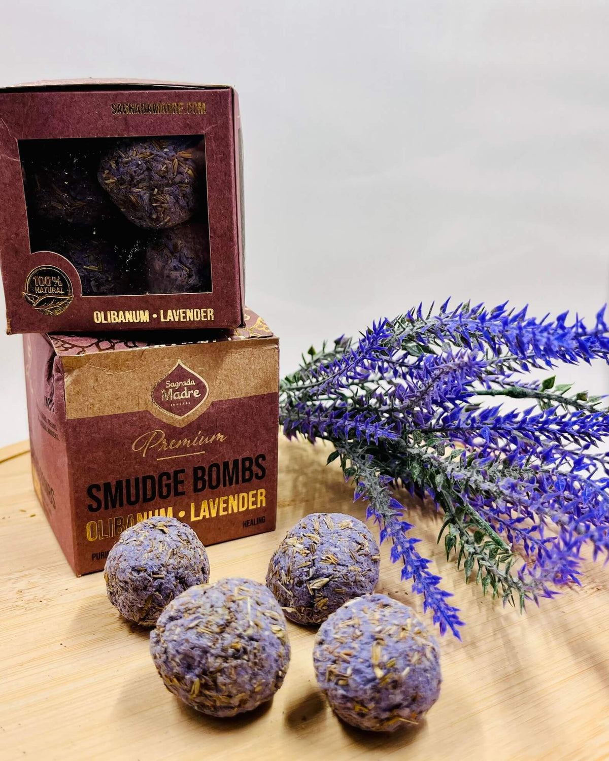 Sagrada Madre Premium Smudge Ball Bomb FRANKINCENSE & LAVENDER 8pc