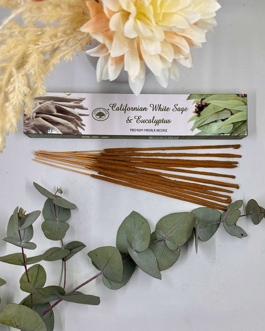 Green Tree CALIFORNIAN WHITE SAGE & EUCALYPTUS Incense 15g