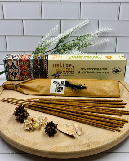 Native Soul Incense Smudge Sticks SWEET GRASS & YERBA SANTA