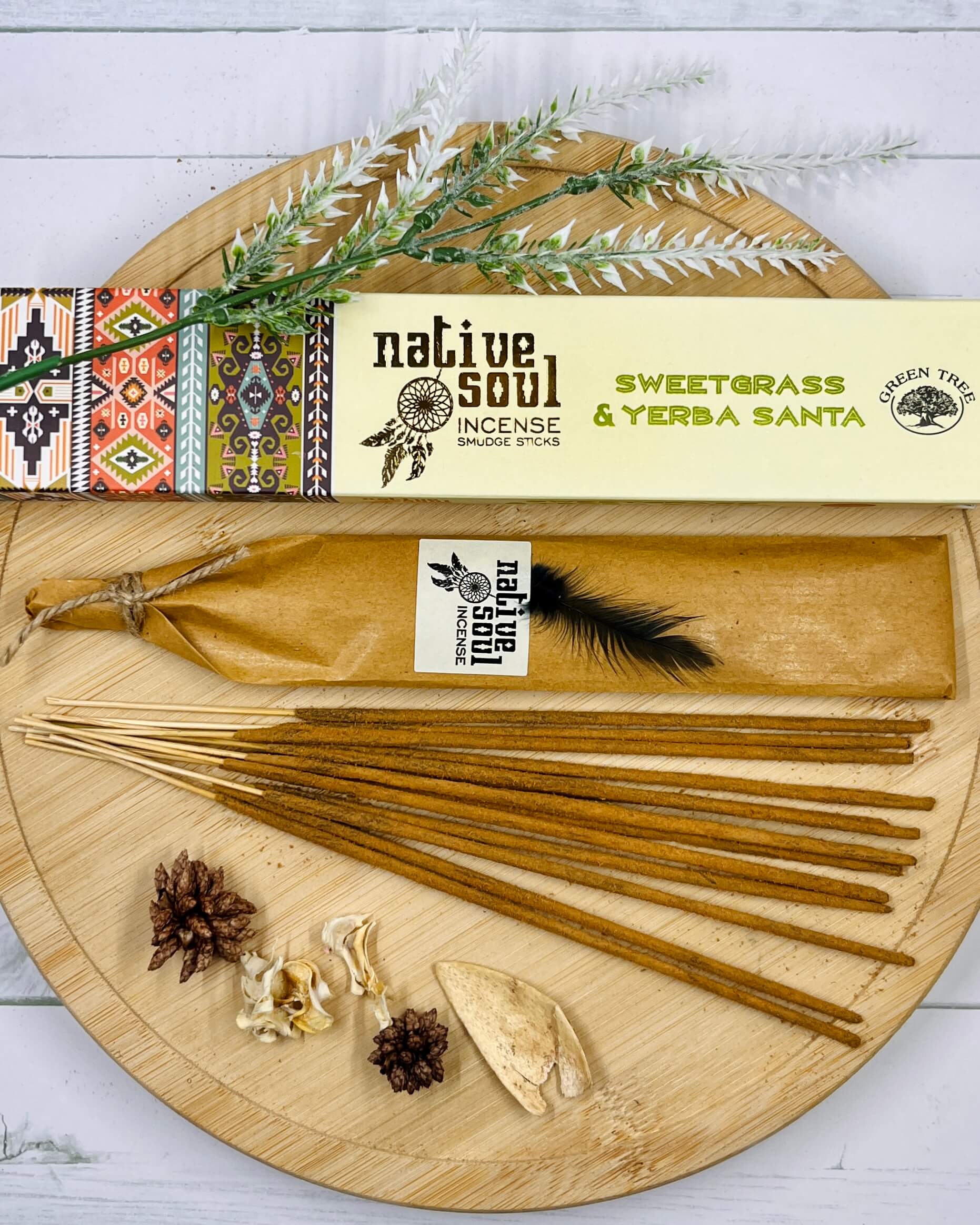 Native Soul Incense Smudge Sticks SWEET GRASS & YERBA SANTA