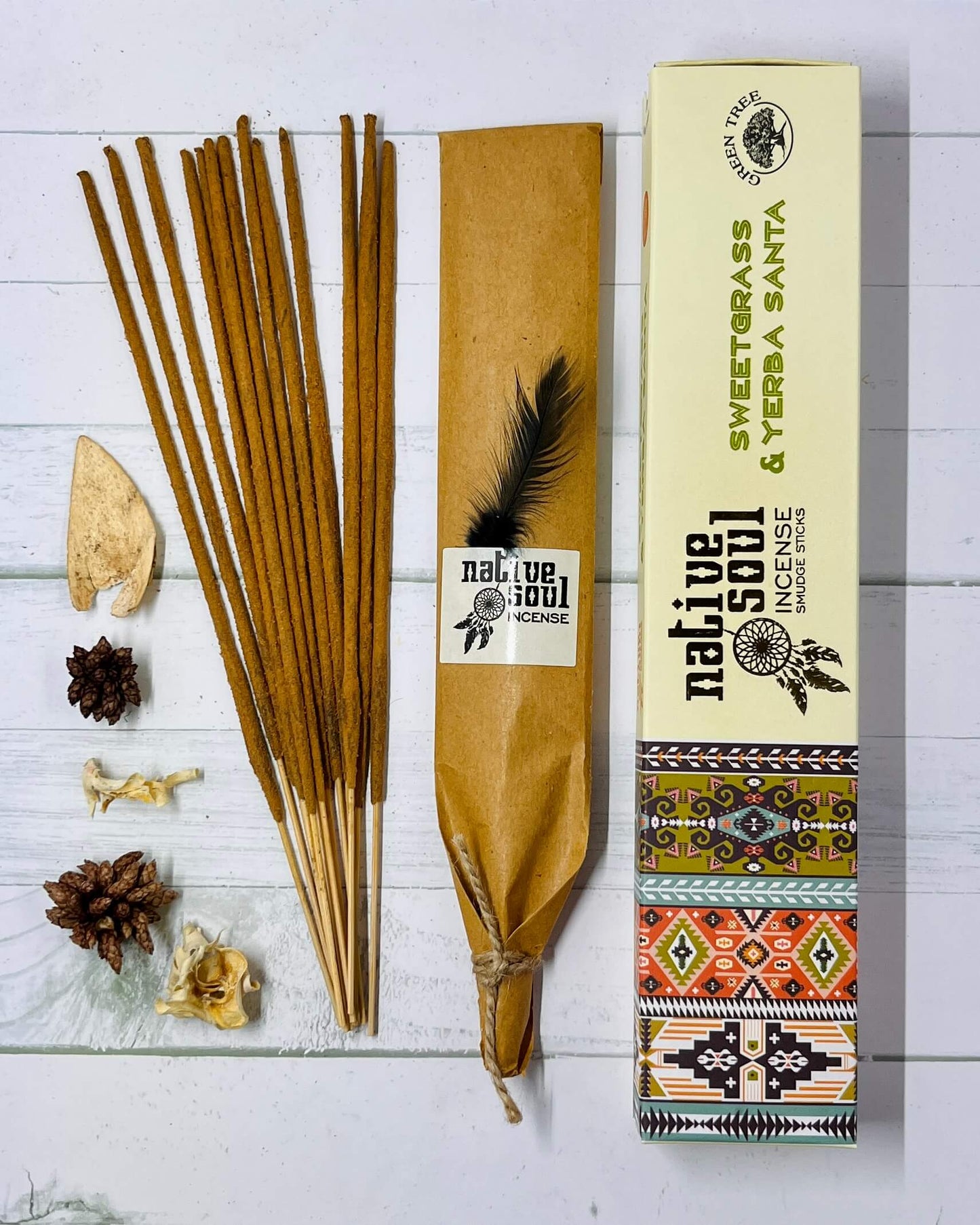 Native Soul Incense Smudge Sticks SWEET GRASS & YERBA SANTA