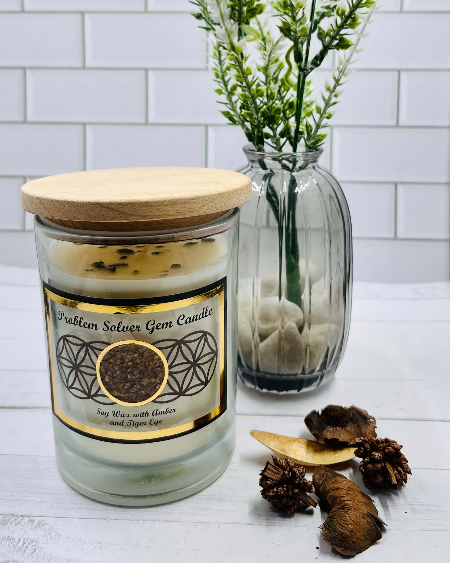 Harmonia AMBER Soy Wax Candle - Tiger Eye Problem Solving