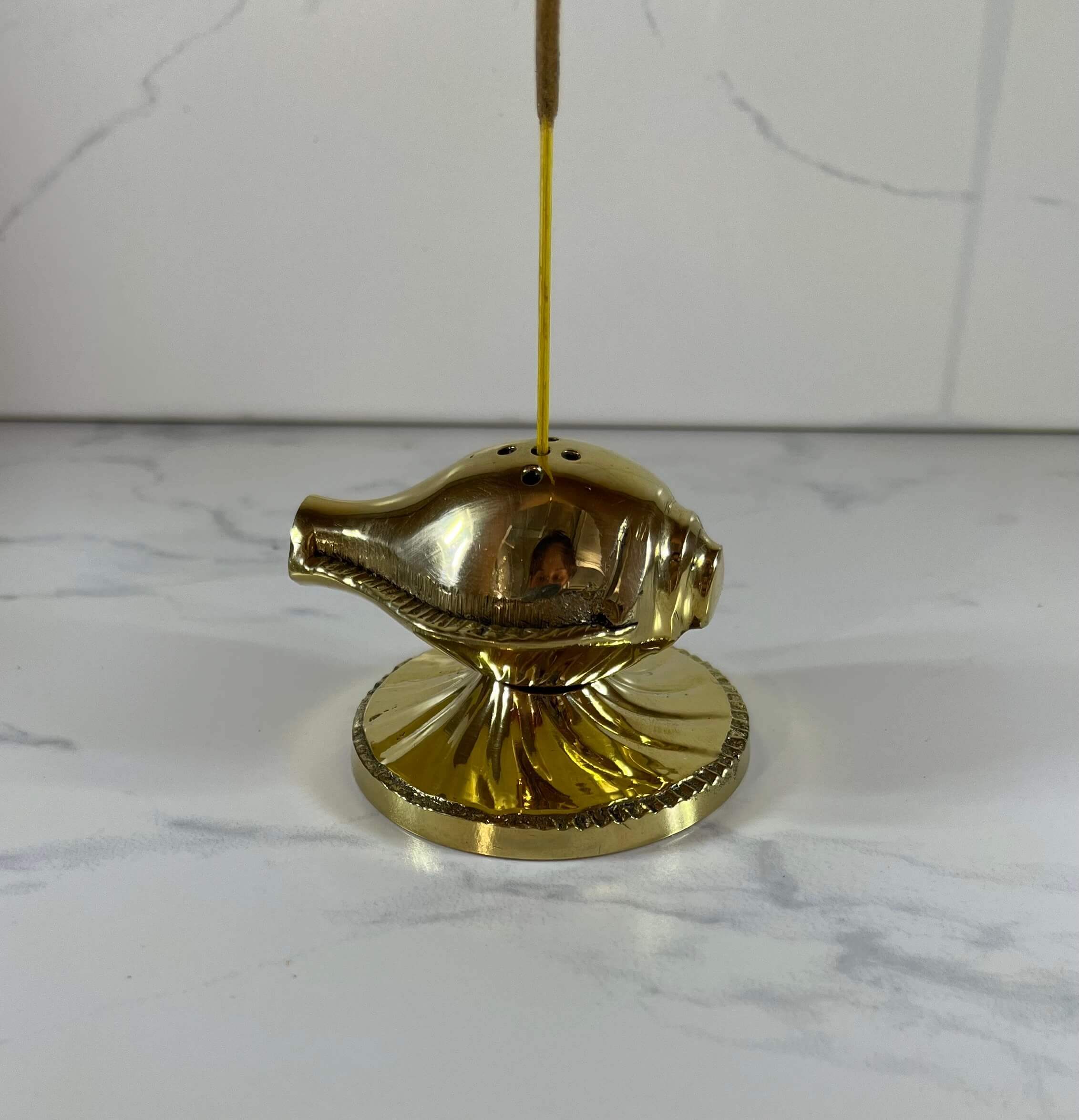 Solid Brass Shell Incense Holder