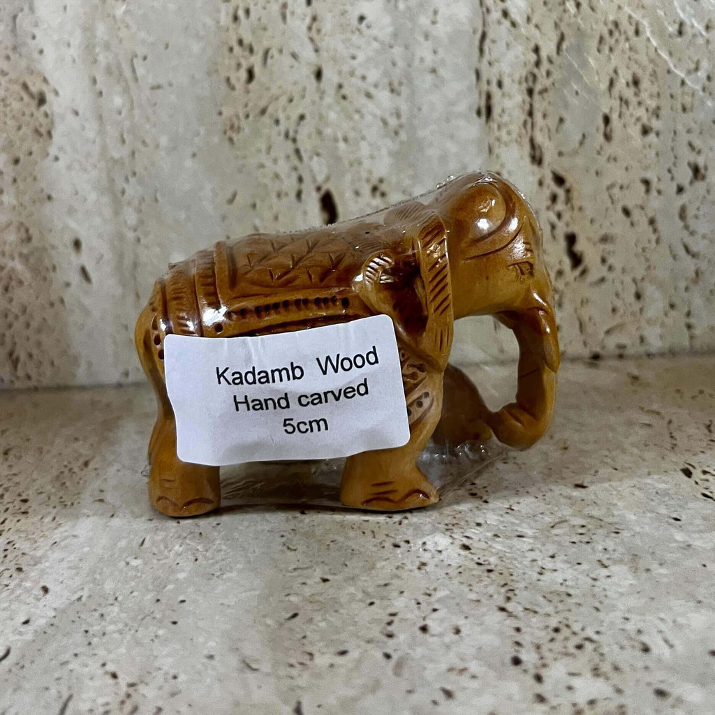 Hand Carved Elephants Kadamb Wood Figurine
