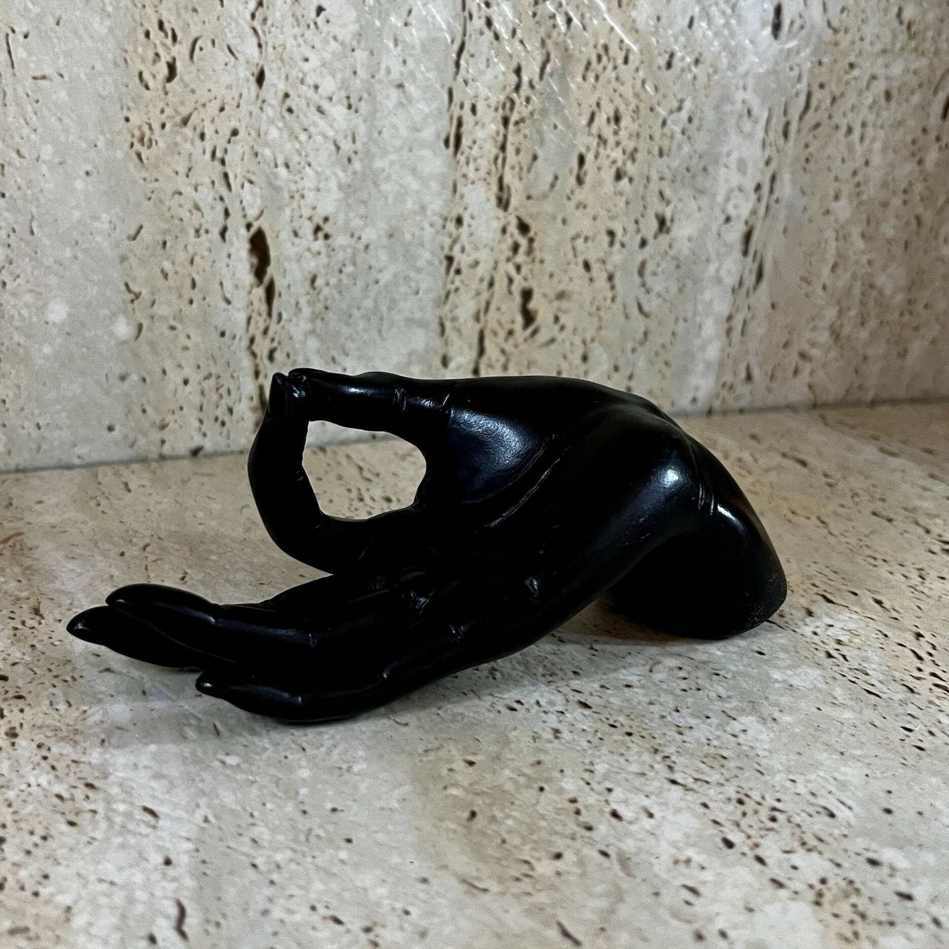 Incense Holder Black Resin Hand