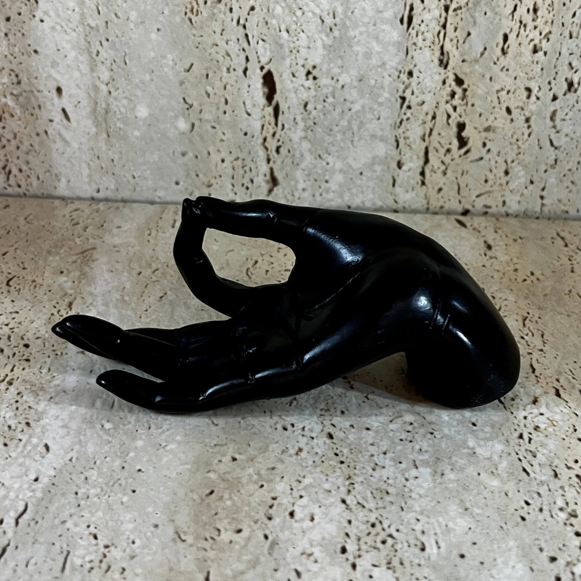 Incense Holder Black Resin Hand