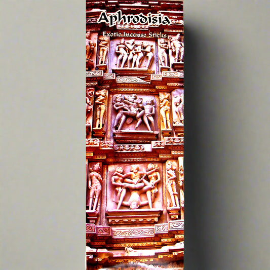 Product packaging with classical design and 'Aphrodisia' branding on a white background