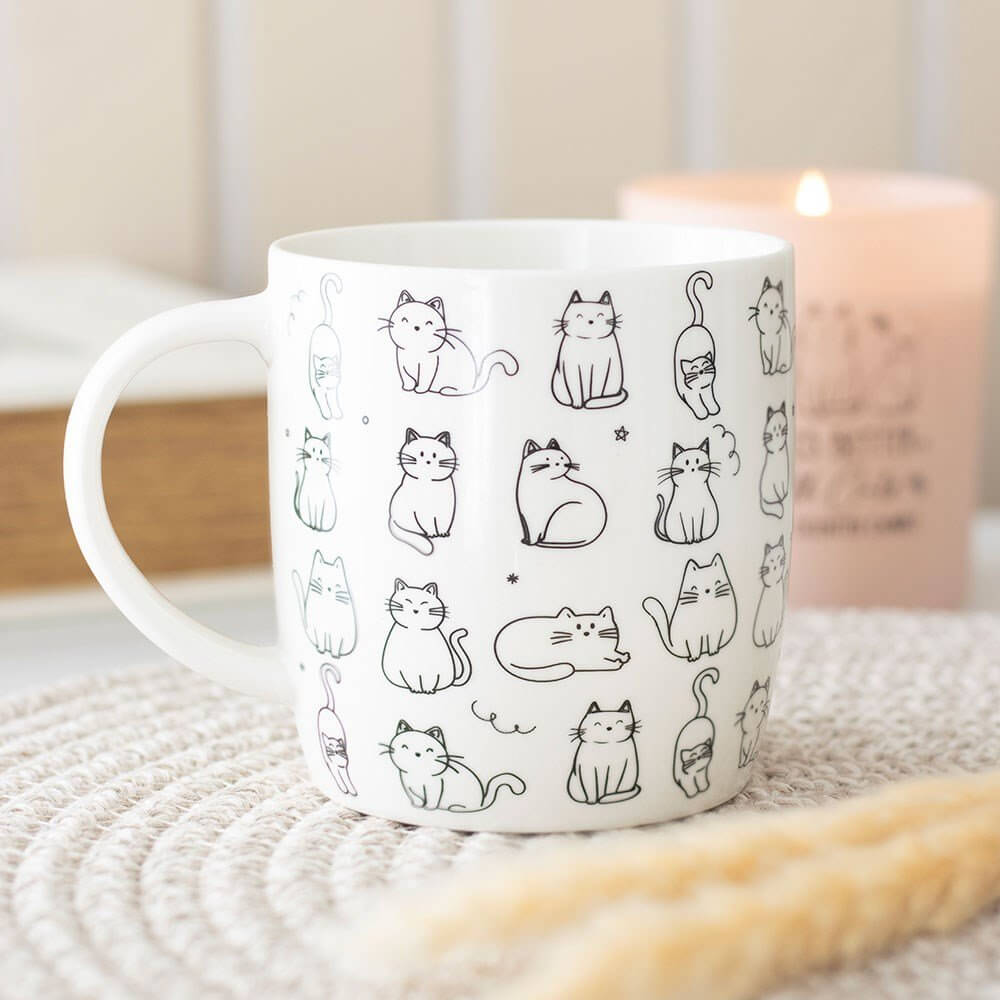 Happy Cat White Ceramic Mug