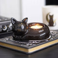 Curled Up Black Magic Cat Tealight Candle Holder