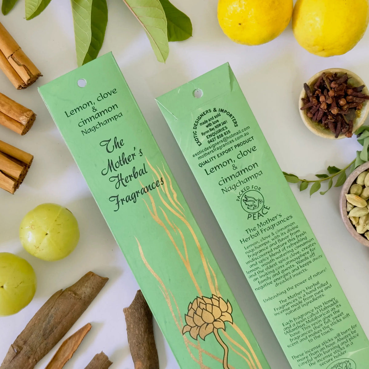 Mother's India LEMON, CLOVE & CINNAMON Nagchampa incense