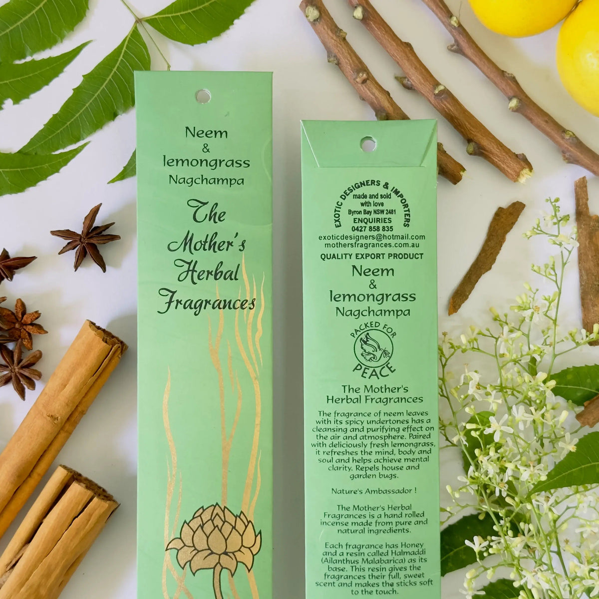 Mother's India NEEM & LEMONGRASS Nagchampa incense