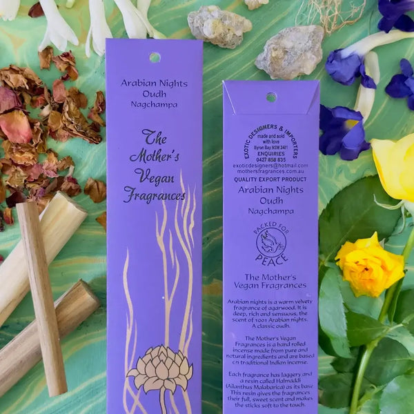 Mother's India ARABIAN NIGHTS OUDH Nagchampa VEGAN incense