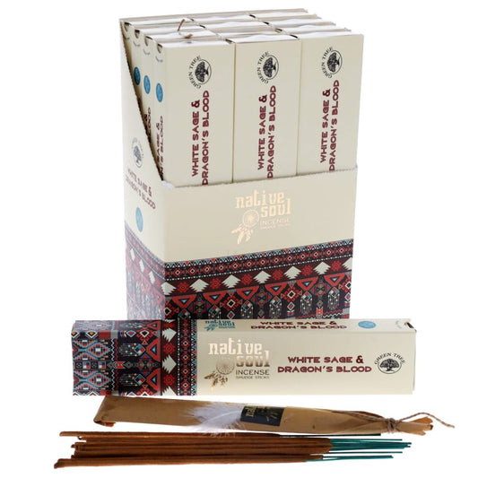 Native Soul Incense Smudge Sticks WHITE SAGE & DRAGONS BLOOD