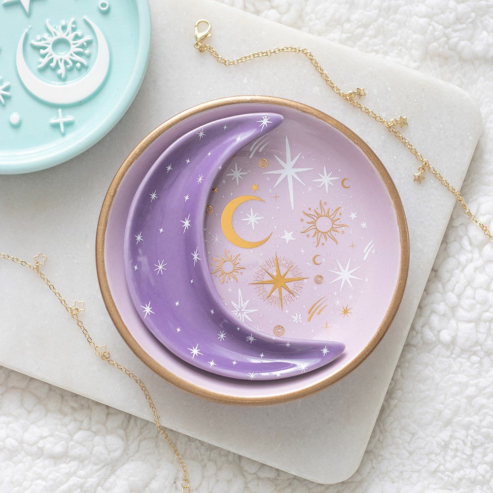 Purple Moon Stacking Ceramic Trinket Dish